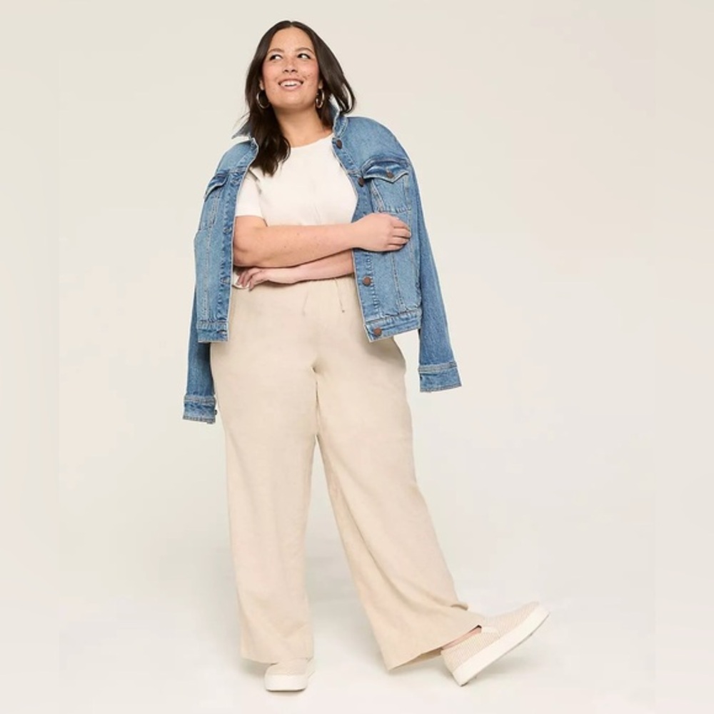 NWT Lane Bryant Linen Wide Leg Pant • 26L • Flax